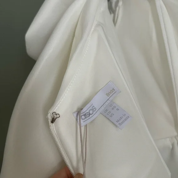 ASOS Maeve Sculpted Off Shoulder Statement Dress in Ivory US 8 - Picture 14 of 16